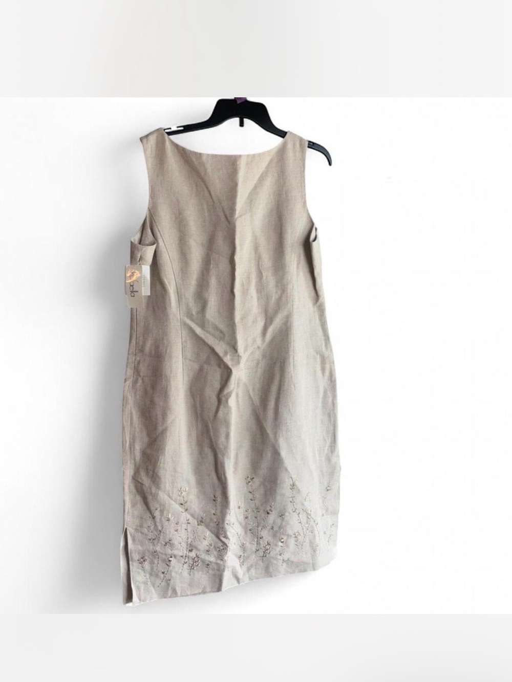 Rafaella size 14 new linen Sleeveless Embroidered Midi Dress - Picture 2 of 6